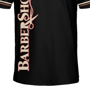 New Arrival Eco-Friendly Breathable <b>Polyester</b> Barber Workwear Custom Logo Sublimation <b>T</b>-<b>Shirt</b> Washable - Product Image 4