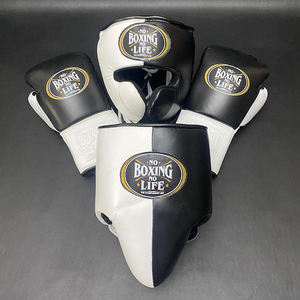 Guantes de Boxeo de Cuero Vacuno Premium Estilo Mexicano, Sin Boxeo No Hay Vida, Cierre con Cordones, Protector de Cabeza e Ingle, Precio Bajo - Product Image 1