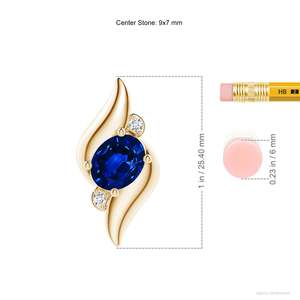 14K 18K <b>Solid</b> <b>Gold</b> Oval Cut Natural Blue Sapphire & Diamond Shell Style <b>Pendant</b> Classical Handmade Fine Jewelry <b>Pendant</b> OEM - Product Image 3