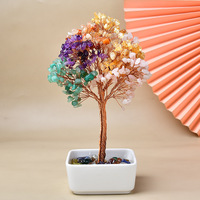 Arbre en céramique avec 7 chakras en éclats de cristal, fait main, pour la prospérité, la chance et la guérison spirituelle (vente en gros)