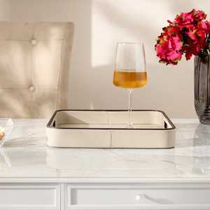 Plateau de service rectangulaire en similicuir fait main de qualité supérieure, design luxueux, écologique, indispensable pour la cuisine et la salle à manger - Product Image 1