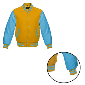 Veste universitaire oversize vintage patchwork imperméable streetwear avec corps en laine et manches en cuir pour l'hiver - Product Image 3