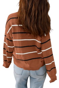 Suéter de punto coreano para mujer al por mayor, con hombros caídos, borde acanalado, color liso, antiarrugas y transpirable - Product Image 4