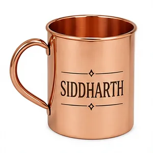 Taza de Cobre Lisa Personalizada con Grabado de Nombre, Taza de Cobre Puro para Beber, Taza Moscow Mule, Taza de Cobre de Regalo Premium - Product Image 1