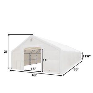 Tettoia Agricola 40FT X 80FT con Copertura in PVC 21 oz e Porte di Accesso TMG DT4081 (Precedentemente DT4080) - Product Image 5