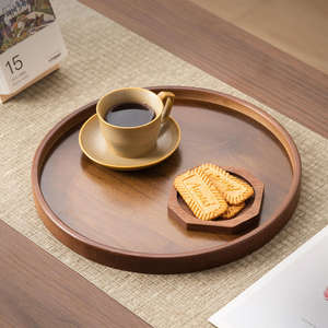 Bandeja Redonda de Madera de Estilo Minimalista, Moderna, de Madera Maciza, para Servir Comida y Té, para Cocina, Hogar, Hotel, Proveedor Mayorista Indio - Product Image 4