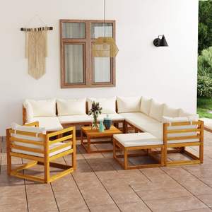 Set da 12 pezzi in legno di Acacia massello con cuscini per giardino - Product Image 1