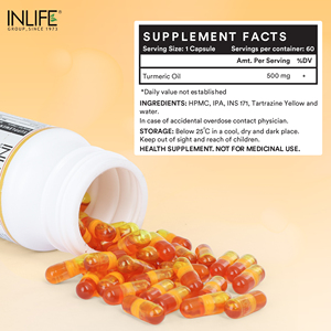 Huile de curcuma 500 mg en capsules, 60 capsules végétariennes, complément alimentaire à base de plantes, capsules à base de plantes pour usage quotidien - Product Image 3