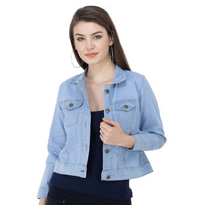 Veste en jean sur mesure de qualité supérieure pour femme, à manches longues, respirante, pour l'hiver, avec décoration de perles, vente en gros OEM - Product Image 5