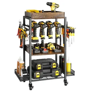 Surprise Price Warehouse Tool Cabinet with Wheels Drill Rack Shelf Cart Open Tool Cabinet Box on Vehicle Tools