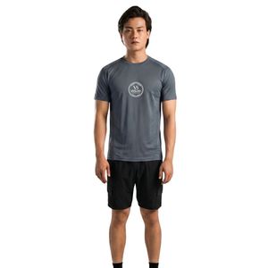 T-shirt gris en PU pour homme, léger, respirant, col rond, manches courtes, fitness, gym, entraînement, performance, vêtements de sport - Product Image 1