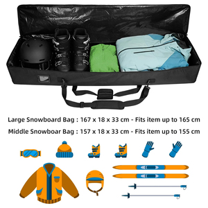 Bolsa de Esquí Acolchada Expandible para Exteriores, Bolsa de Snowboard con Ruedas, Bolsa de Viaje para Snowboard con Forro Resistente al Agua y Bolsillos - Product Image 4