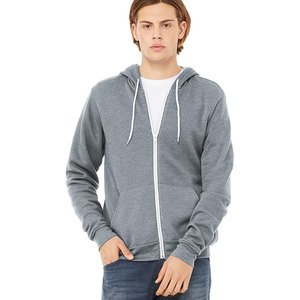 Sweat à capuche zippé Bella + Canvas 3739 en molleton éponge, logo personnalisé, couleur unie, marque privée, poche latérale, uni, homme, 100% coton - Product Image 5