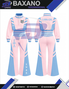 Ensemble de survêtement rose et bleu pour femmes Gamma Phi Delta Sorority, manches longues, demi-zip, cordon de serrage, ensemble de jogging sportif décontracté - Product Image 6