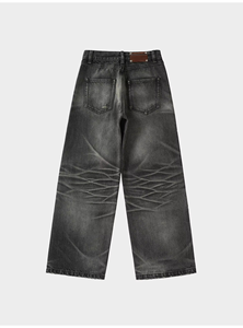 Jean en denim décontracté pour homme 2026HaiYao, coupe large, style streetwear hip-hop, délavé gris vintage, effet moustaches, coton, qualité supérieure, personnalisable OEM ODM - Product Image 2