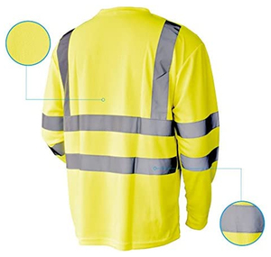 T-shirt de travail haute visibilité à manches longues ventilées avec protection UV – T-shirt de sécurité réfléchissant à manches courtes ou longues - Product Image 4