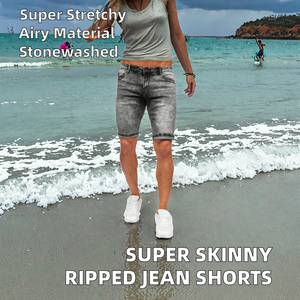Shorts en jean pour hommes et femmes, style décontracté, tendance été, avec détails diamant - Product Image 2
