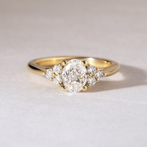 Anillo de Diamante Cultivado en Laboratorio con Certificado IGI, Corte Redondo de 1-5 Quilates, Diseño de Racimo Triangular, Oro Sólido de 18K, 14K, 10K, Plata 925, Anillo de Compromiso - Product Image 1