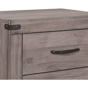 Dark Metal Hardware Bed <b>Side</b> <b>Table</b> 2 <b>Drawers</b> Brownish Gray Finish 1pc Nightstand Melamine Laminate Nightstands Product Category - Product Image 4
