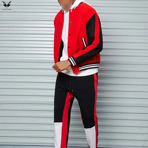 เสื้อแจ็คเก็ตเบสบอลวาร์ซิตี้สีดำและสีแดงสำหรับผู้ชายสไตล์สตรีทแวร์วัยรุ่น ผลิตจากวัสดุที่เป็นมิตรต่อสิ่งแวดล้อมและสัมผัสนุ่ม เหมาะสำหรับใส่กลางแจ้ง - Product Image 3