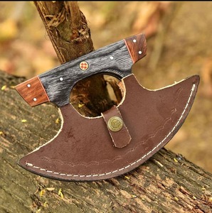 Couteau Ulu en acier Damas fait main, coupe-pizza alaskain avec étui en cuir, couteau à pizza - Product Image 6