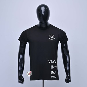 T-shirt en coton noir pour homme, best-seller, manches courtes, col rond, décontracté, imprimé avec un motif de lettres, logo sur le devant, texte multilingue avec OEM - Product Image 1