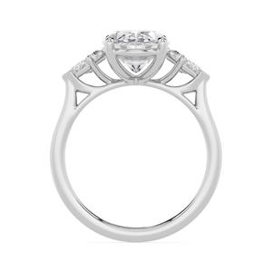 Anillo de compromiso de diamante de corte ovalado para mujer, anillo de compromiso con diamante cultivado en laboratorio, oro amarillo de 10K, forma ovalada tipo cometa, tres piedras laterales. - Product Image 2