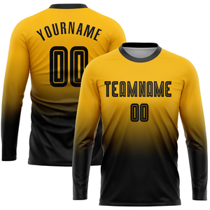 ชุดเสื้อฟุตบอลสั่งทำพิเศษ สีเหลืองดำไล่เฉด พิมพ์ลายแบบ Sublimation คอกลม แขนยาว ยูนิเซ็กซ์ ระบายเหงื่อได้ดี ชุดทีมสำหรับผู้ใหญ่ - Product Image 3