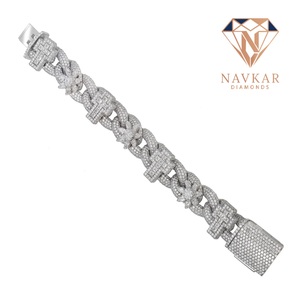 Hip Hop Style Cuban Link Bracelet Moissanite Diamond Bracelet Silver Plated Diamond Link Bracelet For <b>Men</b> - Product Image 1