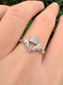 Mountain Moissanite Engagement <b>Ring</b> Geometric 14K Gold Plated <b>925</b> Sterling <b>Silver</b> Dainty Luxury for Anniversary & Wedding - Product Image 4