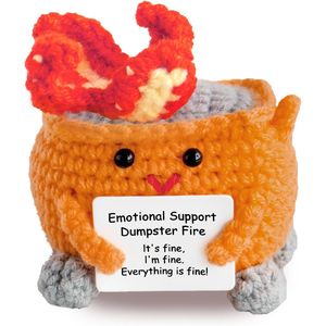 Fiamma di rabbia all'uncinetto per supporto emotivo con biglietto positivo, scherzo pratico, regalo scherzoso - Product Image 1