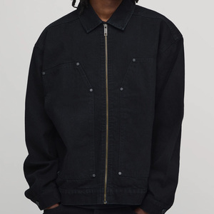 Chaqueta vaquera personalizada al por mayor, chaqueta vaquera negra desgastada, chaqueta urbana para streetwear, para compradores de EE. UU. - Product Image 4