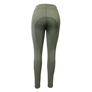 Mid Waist Olive Green <b>Women</b> Yoga <b>Leggings</b> Knitted Stretch Breathable Eco-Friendly <b>Thermal</b> Full Length Vintage Style Activewear - Product Image 5