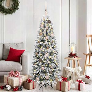 Sapin de Noël artificiel blanc à 150 LED, 59,06 pouces, lumières de Noël festives pour décorations de fêtes - Product Image 1