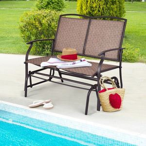 Sedia a dondolo da esterno in ferro per patio e giardino, mobili di alta qualità per comfort ed eleganza - Product Image 1