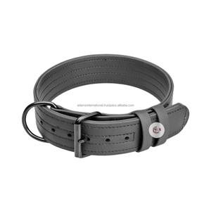 Collar de cuero grueso para perro, calidad elegante, Color gris - Product Image 1
