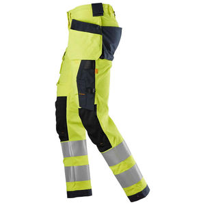 RICSA INTERNATIONAL Hi Visibility Polyester CE Certified <b>Work</b> <b>Pants</b> Men Yellow <b>Black</b> Reflective Stripes Multiple Pockets Cargo - Product Image 5