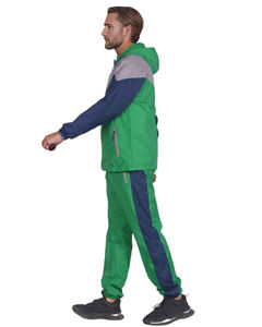 ชุดแจ็คเก็ตซิป 2 ชิ้น และกางเกงขายาวเอวยางยืด ผ้าไนลอน 100% สกรีนโลโก้ได้ ชุดวอร์มกันลมทรงโอเวอร์ไซส์สำหรับผู้ชาย - Product Image 2