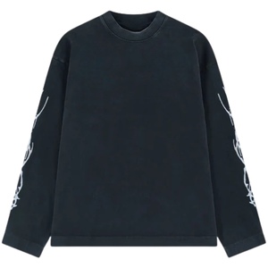 Camiseta de Manga Larga para Hombre, Color Gris, con Estampado Gráfico, Cuello Redondo, Algodón, Estilo Casual, Urbano, con Diseño en Mangas y Espalda - Product Image 1