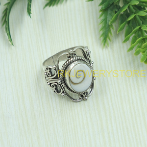 Vintage Shiva Eye Shell <b>Ring</b> 925 Sterling Silver Handmade Boho Spiral <b>Statement</b> <b>Ring</b> Natural Shell Jewelry for Unisex Him Women - Product Image 5