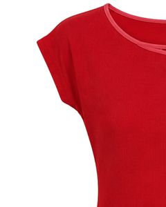 Customized <b>Red</b> Women Flower Neck Short Sleeve Casual T Shirt Soft Stretch Breathable Summer Fashion Blouse Elegant Daily Wear - Product Image 4