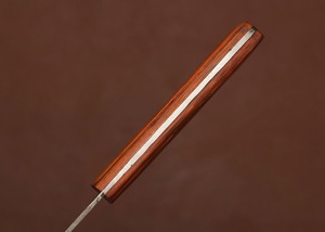 Cuchillo de filetear dentado de acero de Damasco con mango de madera y funda de cuero, hoja de punta caída de 11 pulgadas, fabricado a medida OEM - Product Image 2