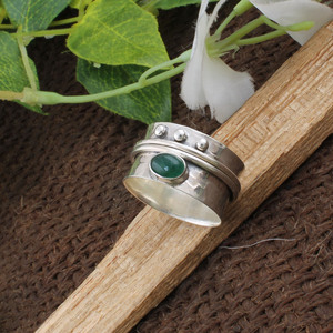 Wholesale Shree Jaipur Silver 925 Sterling Silver Amethyst Classic <b>Spinner</b> <b>Ring</b> Hammered Beaded Multi Band Gemstone <b>Ring</b> - Product Image 4