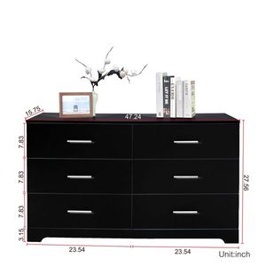 Cassettiera Doppia a 6 Cassetti in Rovere per Camera da Letto o Soggiorno, Ampio Mobile Contenitore per Ingresso di Casa, Mobili per Camera da Letto in Rovere Nero - Product Image 4