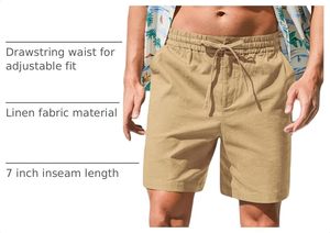 <b>Mens</b> Cotton <b>Lounge</b> <b>Shorts</b> Soft Breathable Fabric Elastic Drawstring Waist Relaxed Fit High-Waisted Cargo Quick-Dry Homewear - Product Image 3