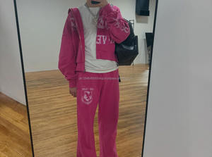 Ensemble pantalon de survêtement et sweat à capuche sérigraphiés personnalisés Ensembles de pantalons de survêtement lourds Pantalon de survêtement et sweat à capuche zippé Survêtement - Product Image 4