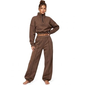 Custom sweatsuits cotton fleece sweatsuit custom boutique sweatsuit matching set for US Brands Low MOQ - Product Image 3