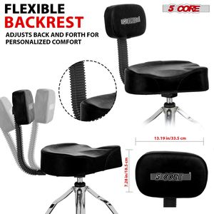 Réglable adulte tambour trône épais rembourré guitare tabouret dossier moto Style selle musique chaise siège noir DS CH BLK REST - Product Image 5