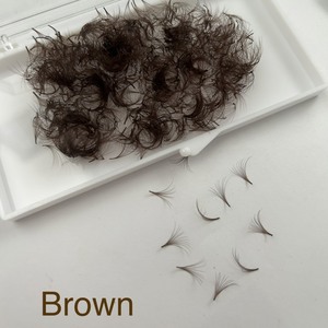 Extensions de cils pré-faits en éventail, en poils synthétiques PBT coréens, naturels et longs, en plateau mixte, courbures CC/DD/M/L, faits à la main, logo personnalisé - Product Image 2
