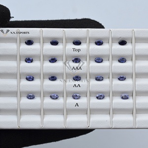 Pierre précieuse semi-précieuse naturelle en iolite bleue de 3 mm et 4 mm, taille ovale facettée, qualité AAA, certifiée IGI, non traitée thermiquement, fabriquée à la main en Inde - Product Image 1